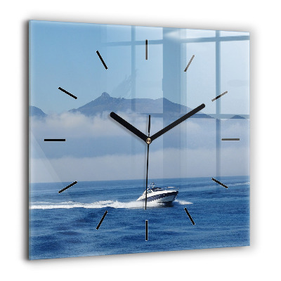 Horloge carrée en verre 60x60 cm Bateau flottant sur l'océan