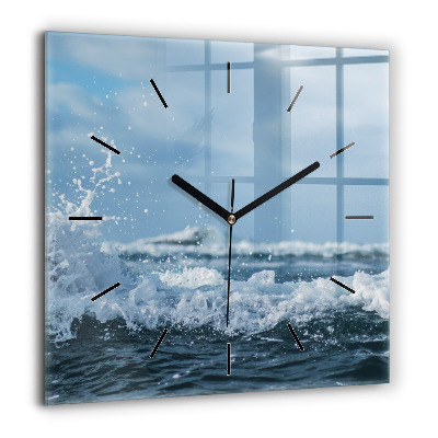 Horloge carrée en verre 60x60 cm Photographie de vagues
