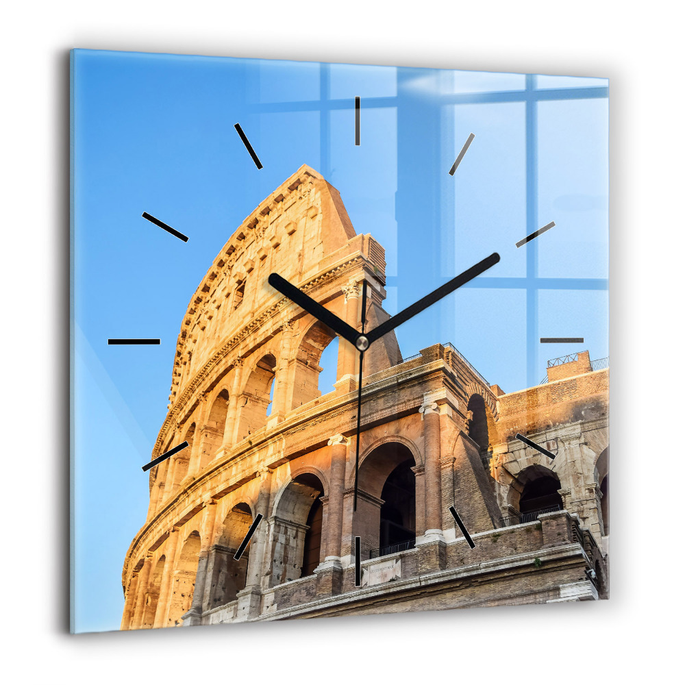 Horloge carrée en verre 60x60 cm Colisée de Rome