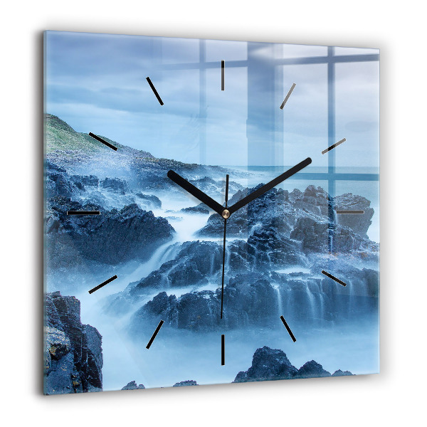 Horloge carrée en verre 60x60 cm Phare