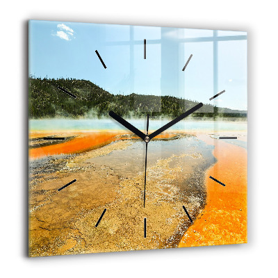 Horloge murale carrée 60x60 cm Lac avec montagnes