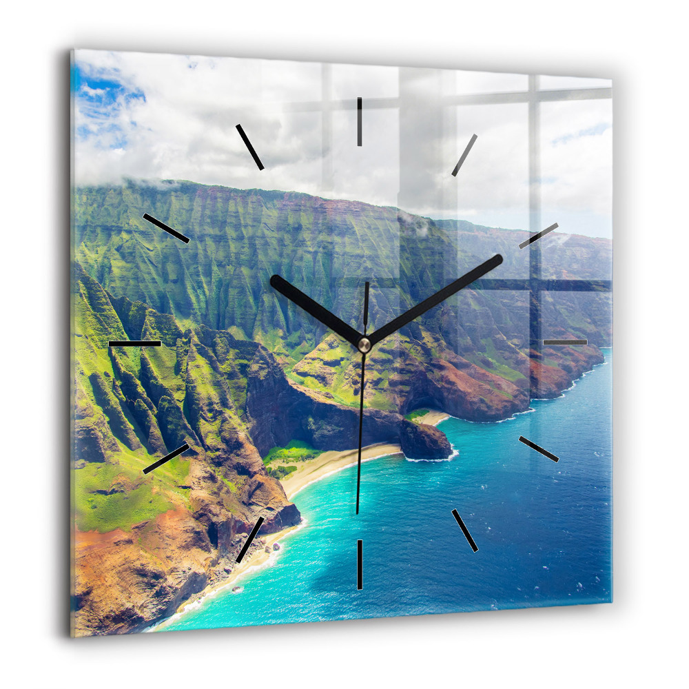 Horloge murale carrée 60x60 cm Mer à Hawaï