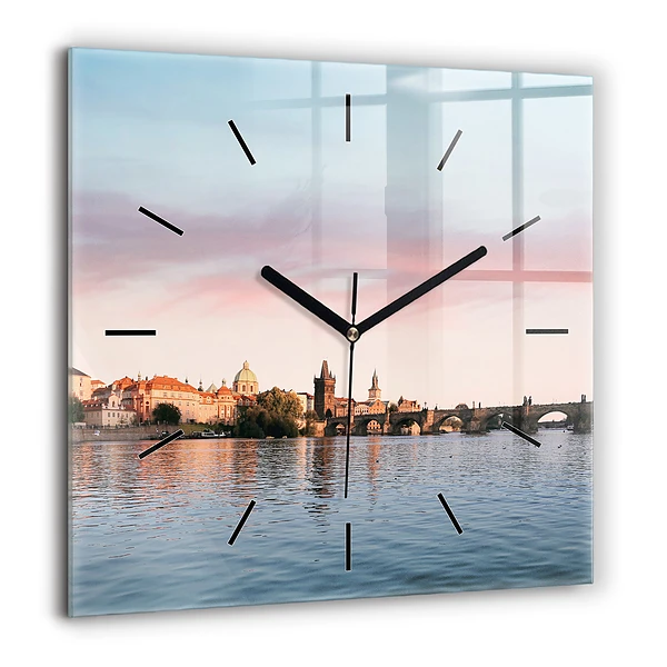 Pendule carrée en verre 60x60 cm Pont Charles à Prague