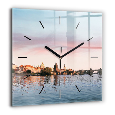 Pendule carrée en verre 60x60 cm Pont Charles à Prague