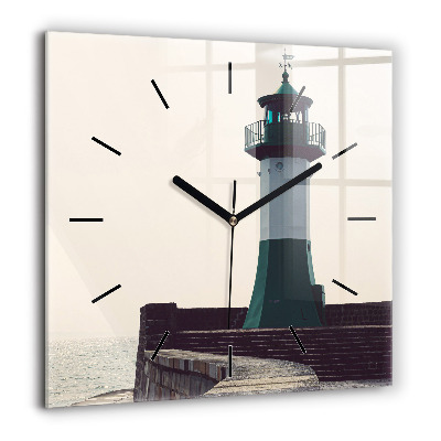 Horloge murale carrée 60x60 cm Phare et mer