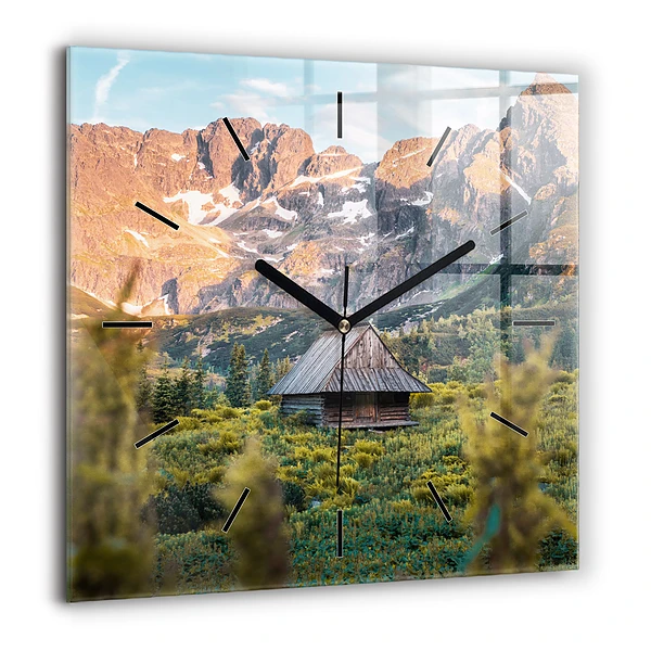 Pendule carrée en verre 60x60 cm Chalet dans les Tatras