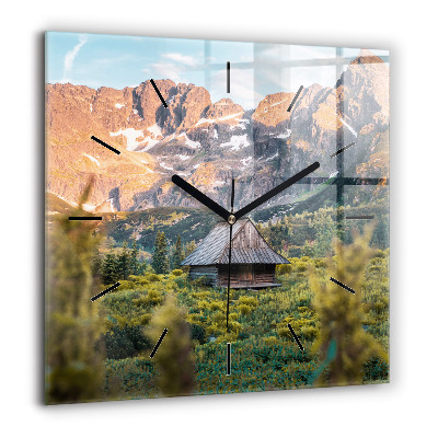 Pendule carrée en verre 60x60 cm Chalet dans les Tatras