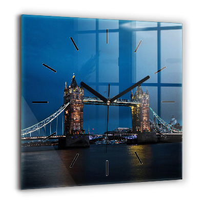 Pendule carrée en verre 60x60 cm Tower Bridge Londres la nuit