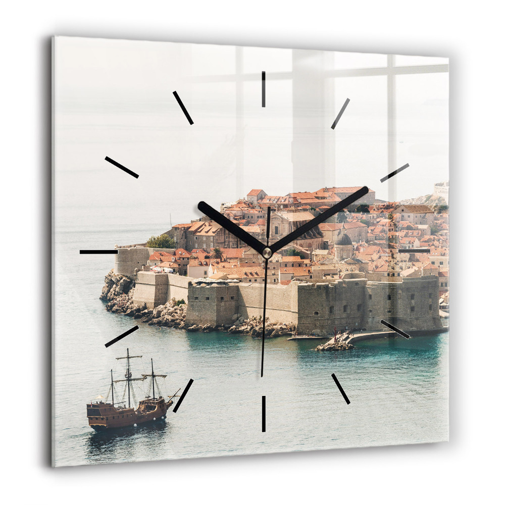 Horloge murale carrée 60x60 cm Voilier à Dubrovnik