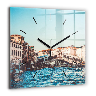 Horloge murale carrée 60x60 cm Le pont du Rialto à Venise