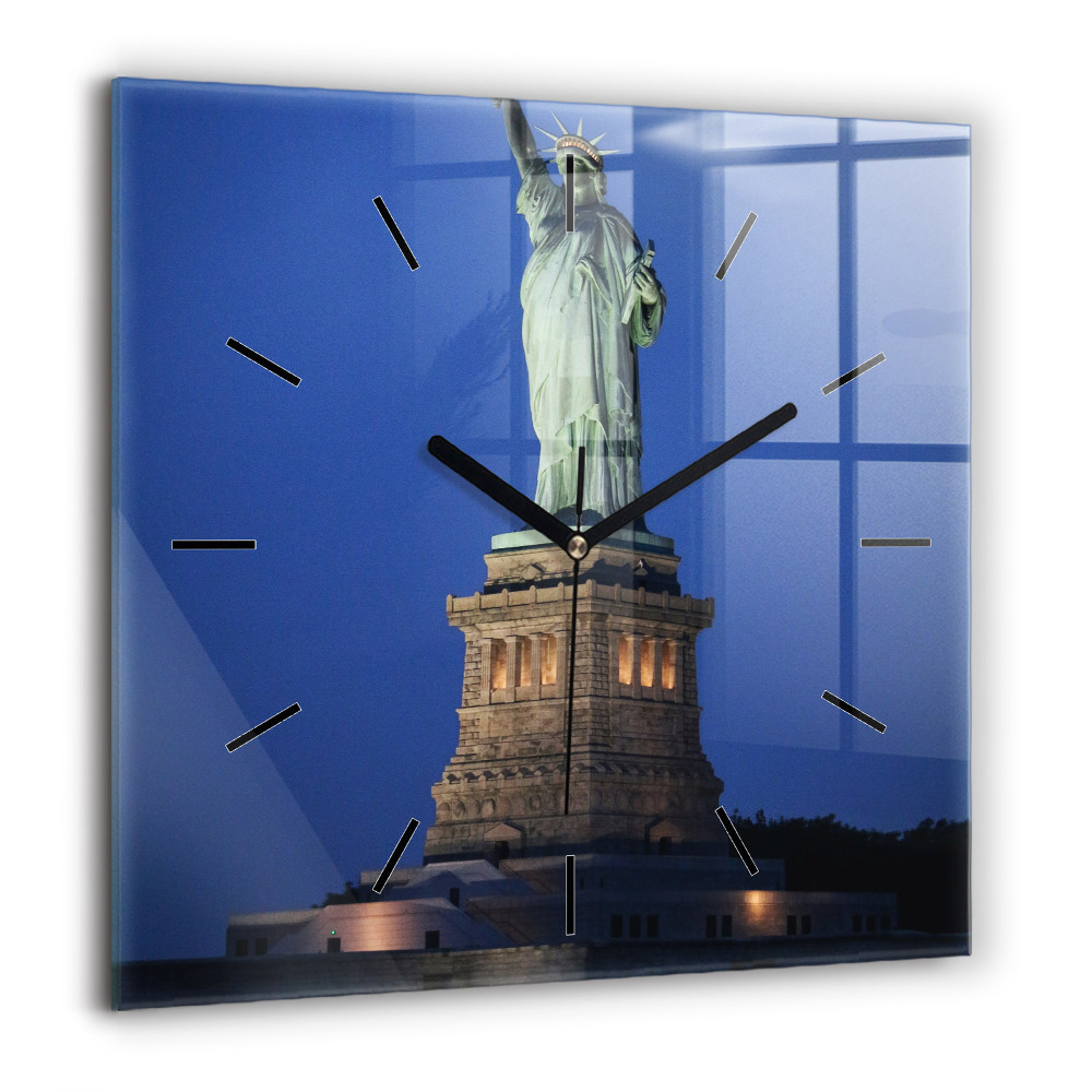Pendule carrée en verre 60x60 cm Statue de la Liberté à New York