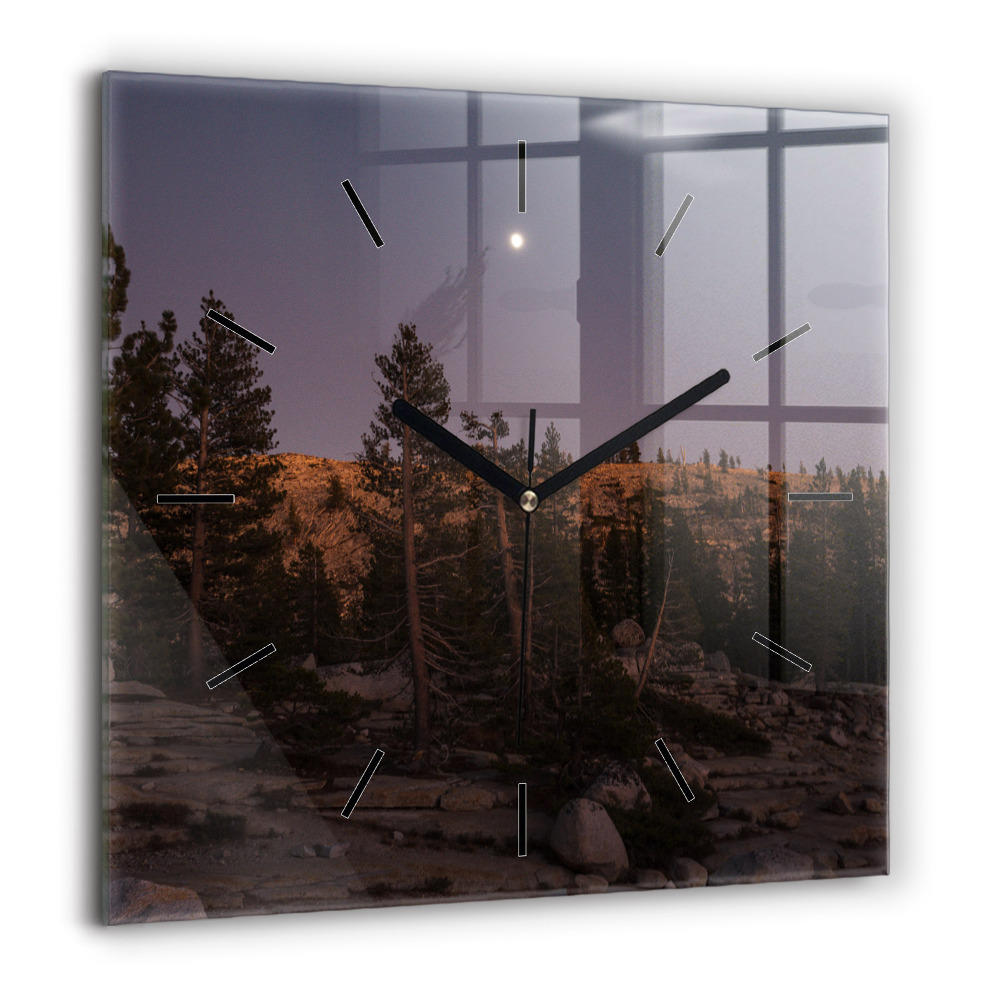 Pendule carrée en verre 60x60 cm Route caillouteuse de Yosemite
