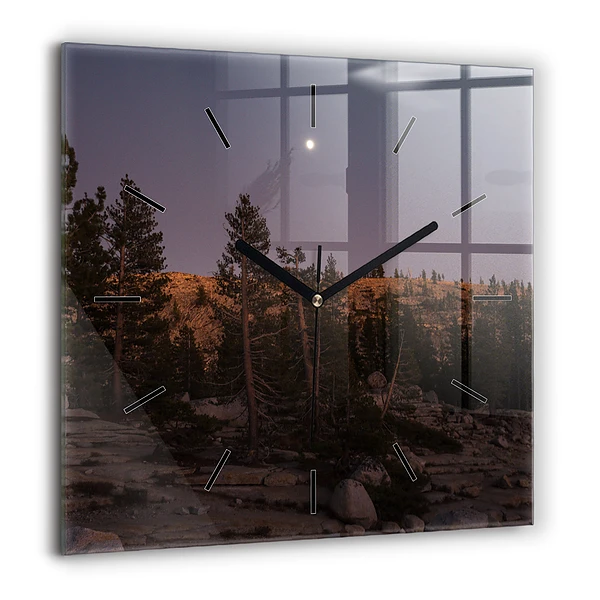 Pendule carrée en verre 60x60 cm Route caillouteuse de Yosemite