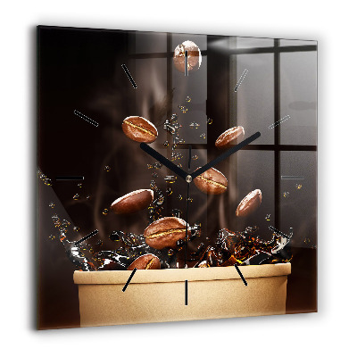 Pendule carrée en verre 60x60 cm Café chaud