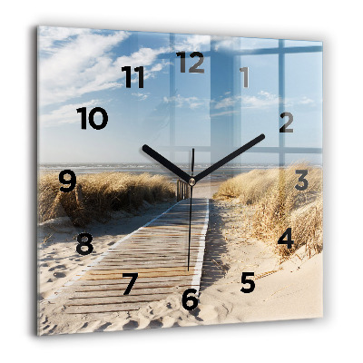 Horloge murale carrée 60x60 cm Vue de la plage