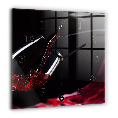 Horloge carrée en verre 60x60 cm Vin rouge
