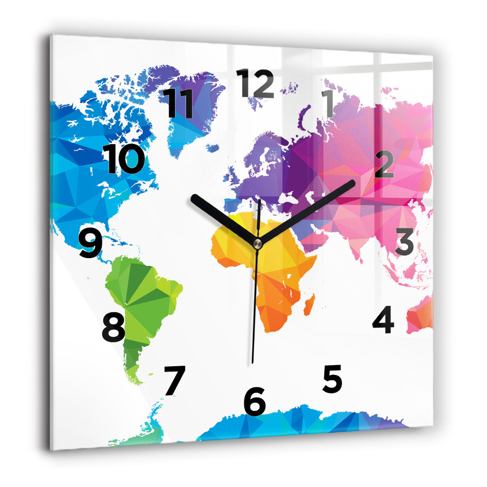 Horloge murale carrée 60x60 cm Carte du monde abstraite