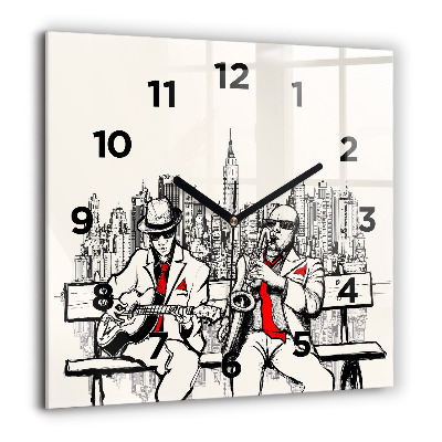 Horloge carrée en verre 60x60 cm Jazz à New York