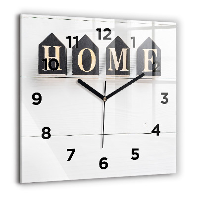 Horloge murale carrée 60x60 cm Inscription de maison