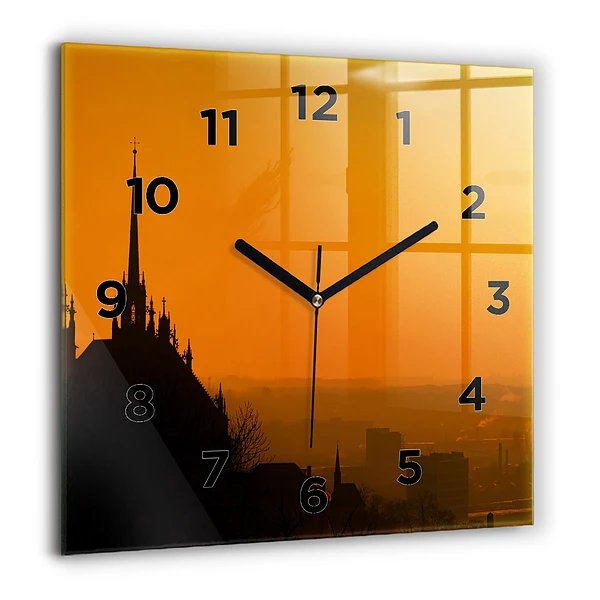 Horloge murale carrée 60x60 cm Vue de la cathédrale de Brno