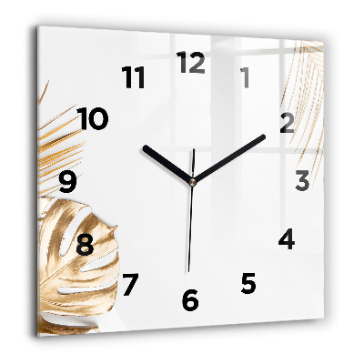 Horloge carrée en verre 60x60 cm Feuilles tropicales