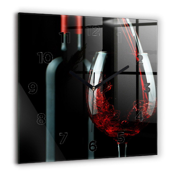 Pendule carrée en verre 60x60 cm Bouteille de vin