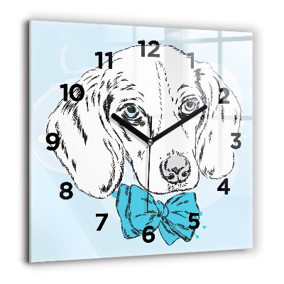 Pendule carrée en verre 60x60 cm Chien chiot