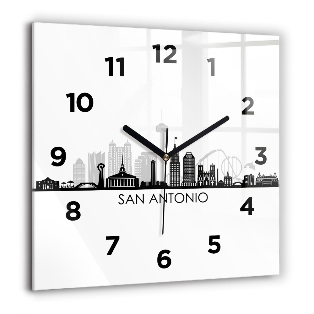 Horloge murale carrée 60x60 cm Ville de San Antonio Texas