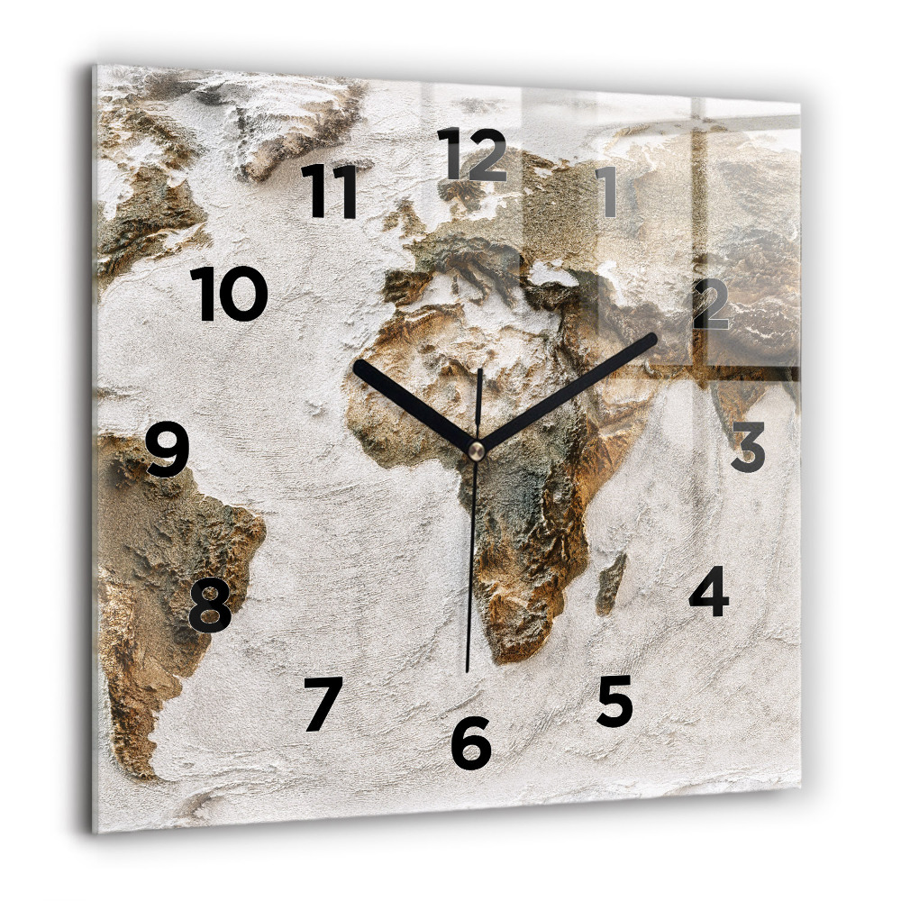 Horloge murale carrée 60x60 cm Carte du vieux monde