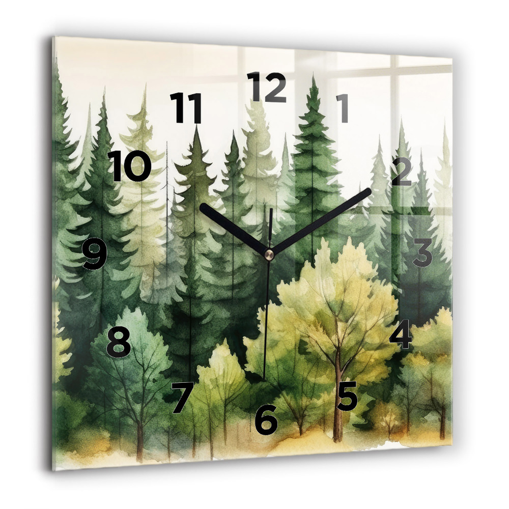 Pendule carrée en verre 60x60 cm Paysage forestier