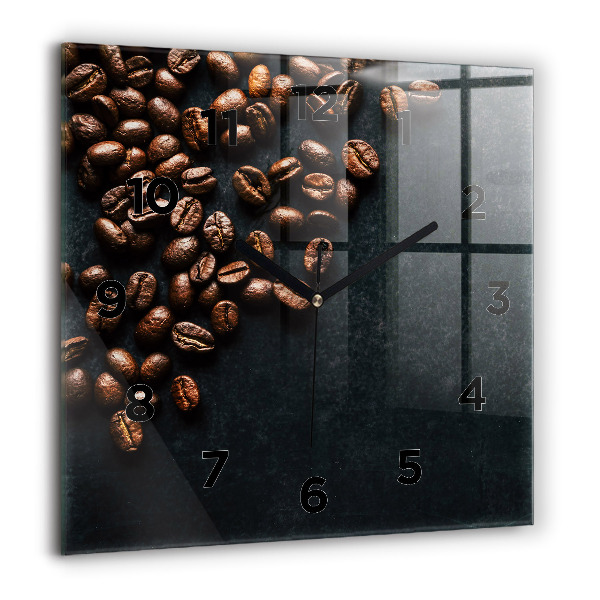 Horloge murale carrée 60x60 cm Grains de café