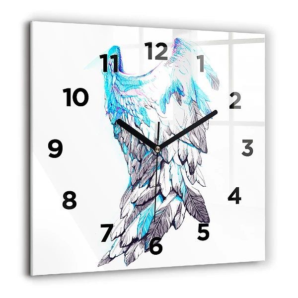 Horloge carrée en verre 60x60 cm Imitation d'ailes d'oiseaux