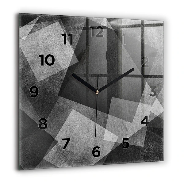 Pendule carrée en verre 60x60 cm Abstraction géométrique