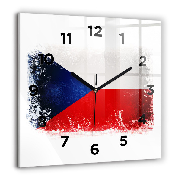 Horloge carrée en verre 60x60 cm Drapeau de la République tchèque