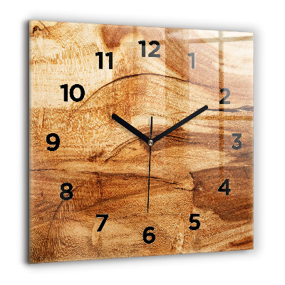 Pendule carrée en verre 60x60 cm Texture de bois