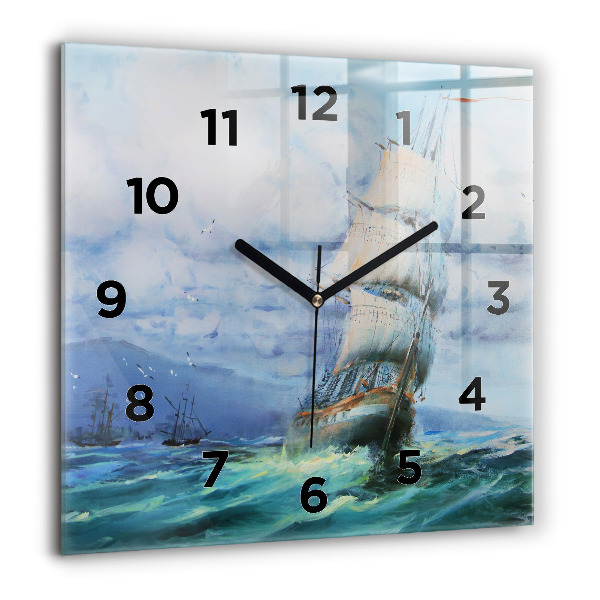 Horloge murale carrée 60x60 cm Bateau sur l'eau