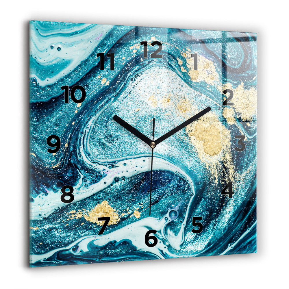 Horloge carrée en verre 60x60 cm Marbre abstrait
