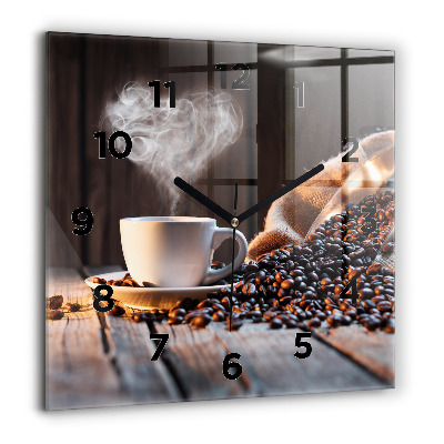Horloge murale carrée 60x60 cm Tasse de café