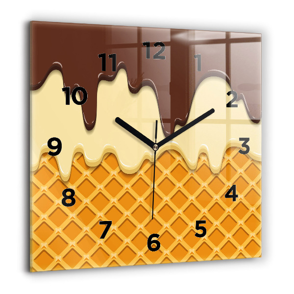 Horloge murale carrée 60x60 cm Gaufre et glace