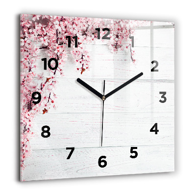 Horloge carrée en verre 60x60 cm Fleurs de printemps