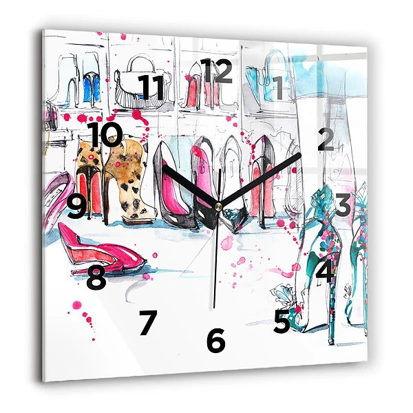 Horloge carrée en verre 60x60 cm Élément de féminité