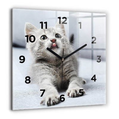 Horloge murale carrée 60x60 cm Chat sur un canapé