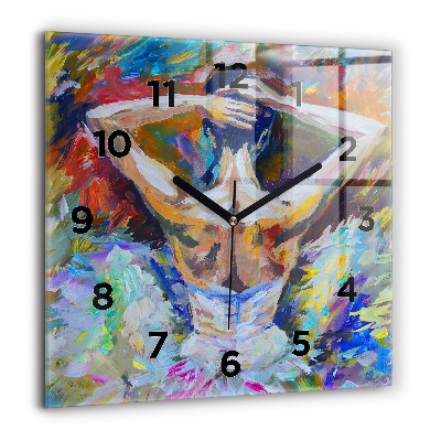 Horloge murale carrée 60x60 cm Ballerine peinte