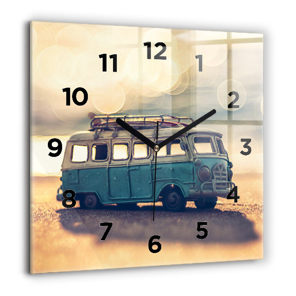 Horloge murale carrée 60x60 cm Campeur sur la plage