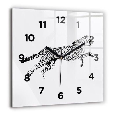 Pendule carrée en verre 60x60 cm Silhouette de panthère