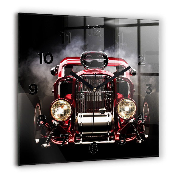 Horloge carrée en verre 60x60 cm Vieille voiture de collection