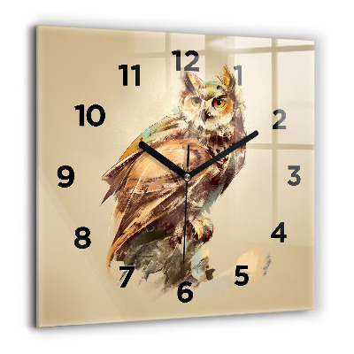 Horloge murale carrée 60x60 cm Hibou - un signe de sagesse