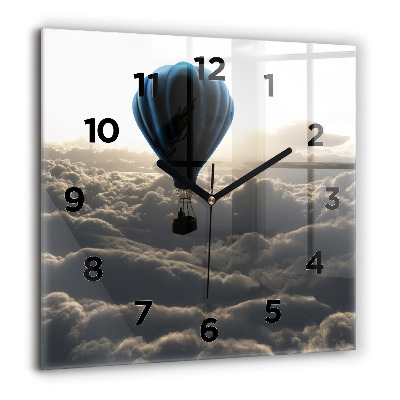 Pendule carrée en verre 60x60 cm Ballon dans le ciel