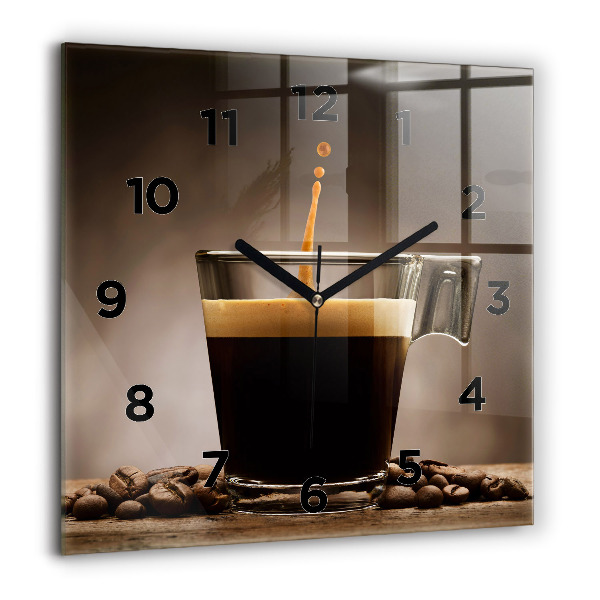 Pendule carrée en verre 60x60 cm Tasse de café