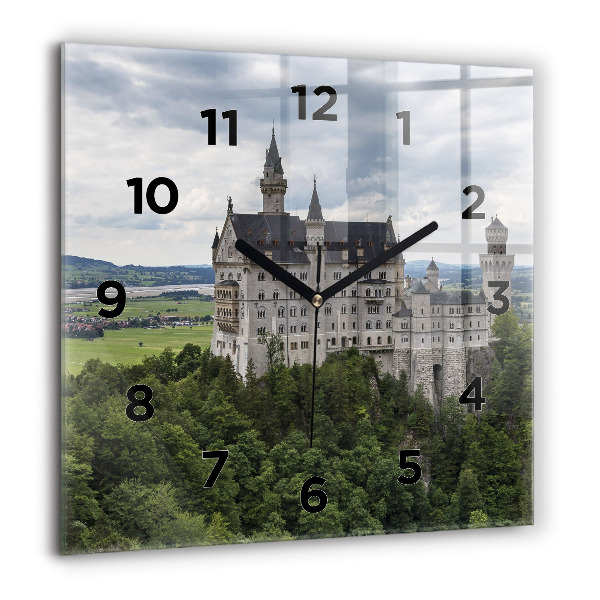 Pendule carrée en verre 60x60 cm Château de Neuschwanstein